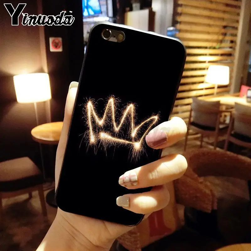 Yinuoda King Queen фото Мягкий силиконовый чехол для iphone 8 7 6 6S Plus 5 5S SE XR X XS MAX Coque