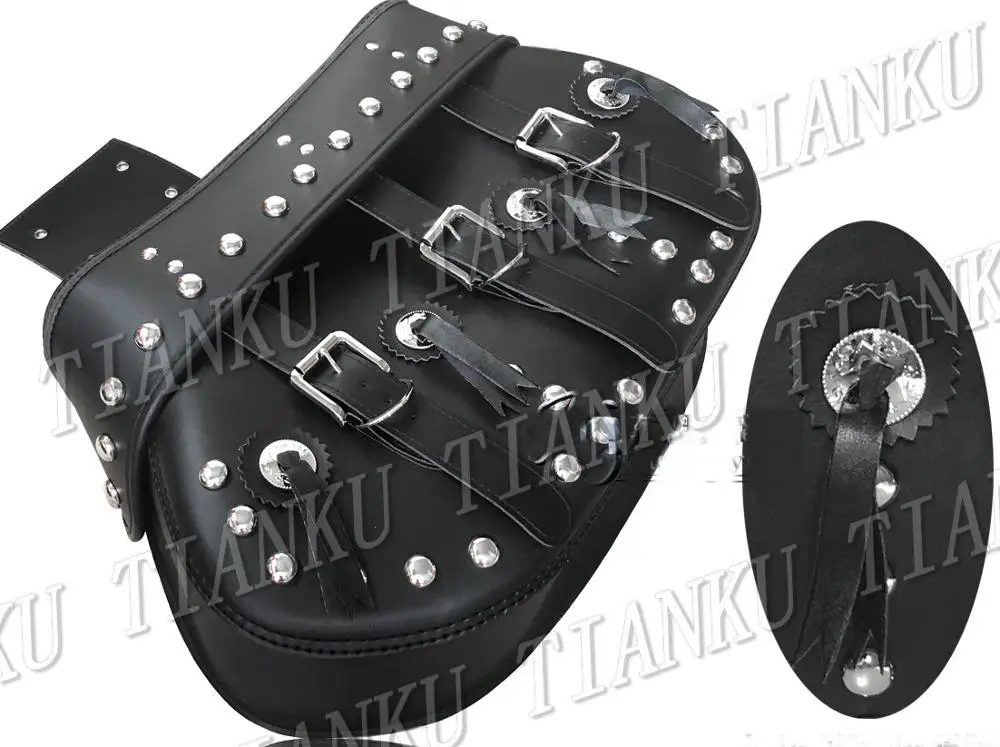 Черная Боковая Сумка из искусственной кожи седельные сумки для Kawasaki Vulcan Classic VN 400