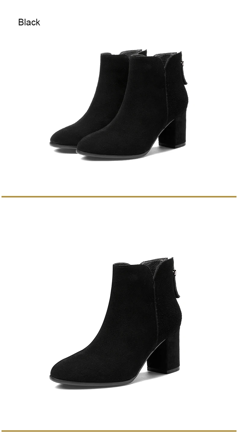 Ankle Boots for Women New Boots Women Leather Zipper 7cm