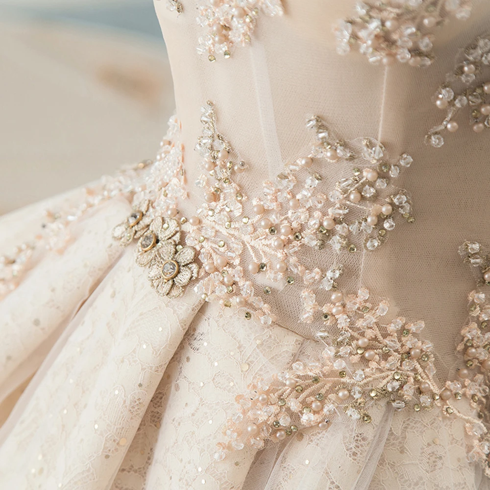 Vestido de Noiva/Новое поступление Бальное платье из фатина цвета шампанского Свадебные
