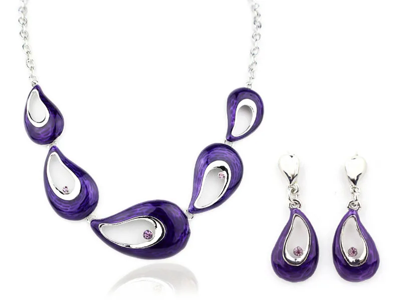 Классический высококачественный ювелирный набор в виде листьев и эмали ожерелья