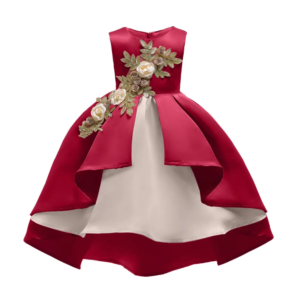 

Baby Girls Fancy Gift Appliques High Low Princess Dress Kid Clothes Toddlers Elegant Party Ball Gown Children Halloween Clothing