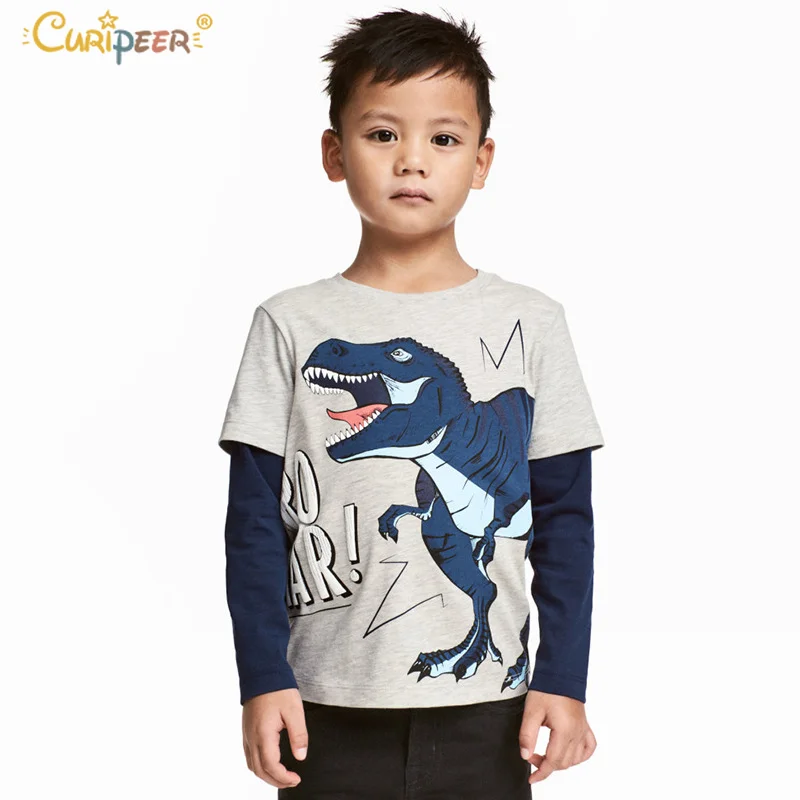 Baby Boys T-Shirt Children Clothing 2019 Dinosaur Clothes Long and Short Sleeve Tops Kids T-shirts for Boy Sweatshirt | Детская одежда