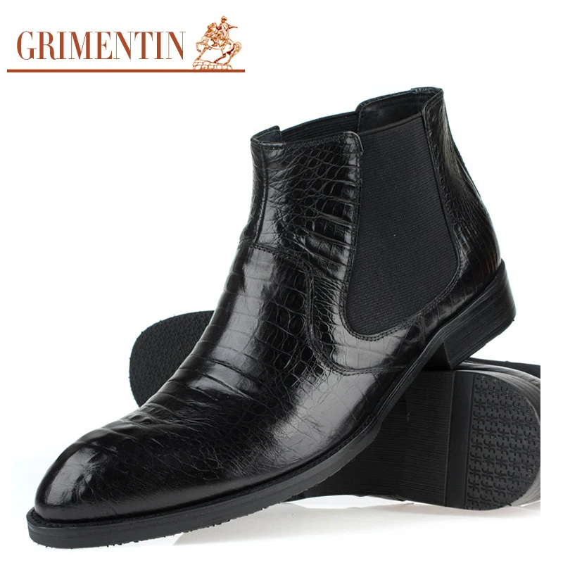 GRIMENTIN/Новинка 2017 года модные мужские ботильоны из натуральной кожи удобная