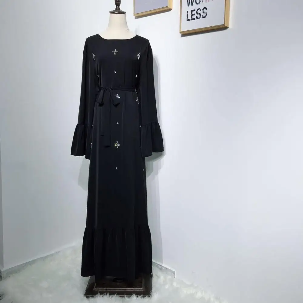 Мусульманский Кардиган со стразами Абая длинное кимоно халат туника Jubah Katfan