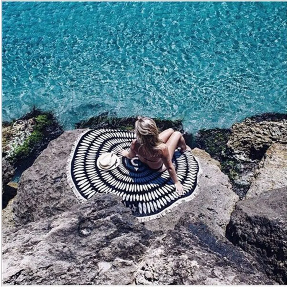 2017 Новая мода пляжные Круглый Полотенце с большой кисточкой банное полотенце