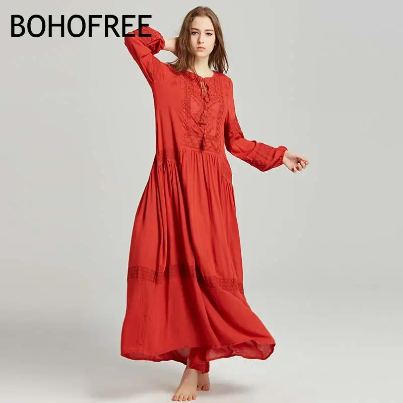 Женское длинное платье BOHOFREE винтажное в стиле марокканских людей с вышивкой|boho