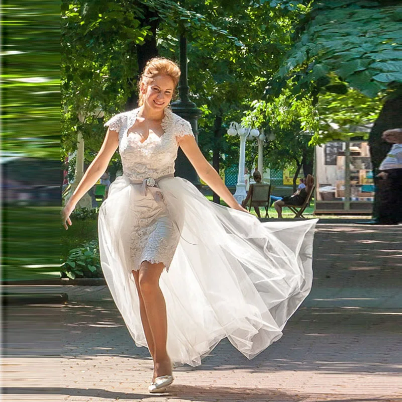 Изящная белая Съемная юбка из тюля Женская до пола свадебная Юбка со шлейфом и