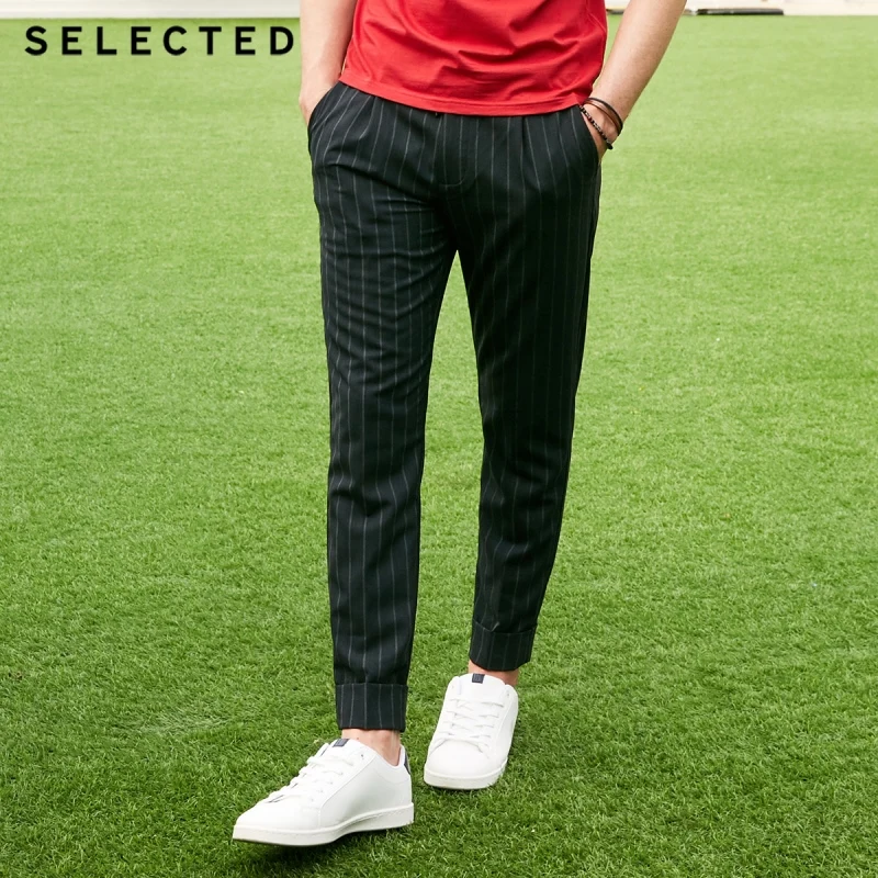 Мужские весенние повседневные брюки в полоску из смешанной шерсти Размеры S |