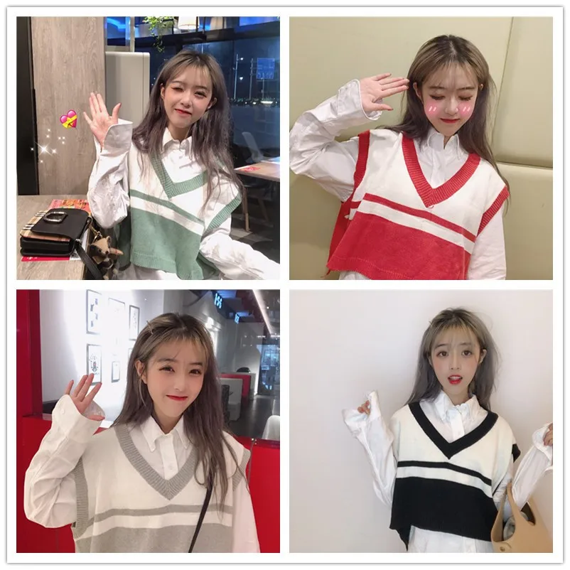 4 цвета Mihoshop Ulzzang Корейская женская одежда осень V воротник Повседневная