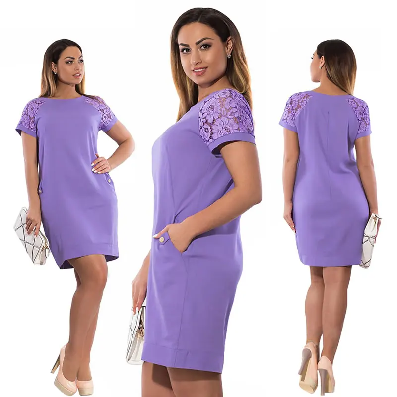 2018 женская одежда больших размеров платье с коротким рукавом женское тонкое
