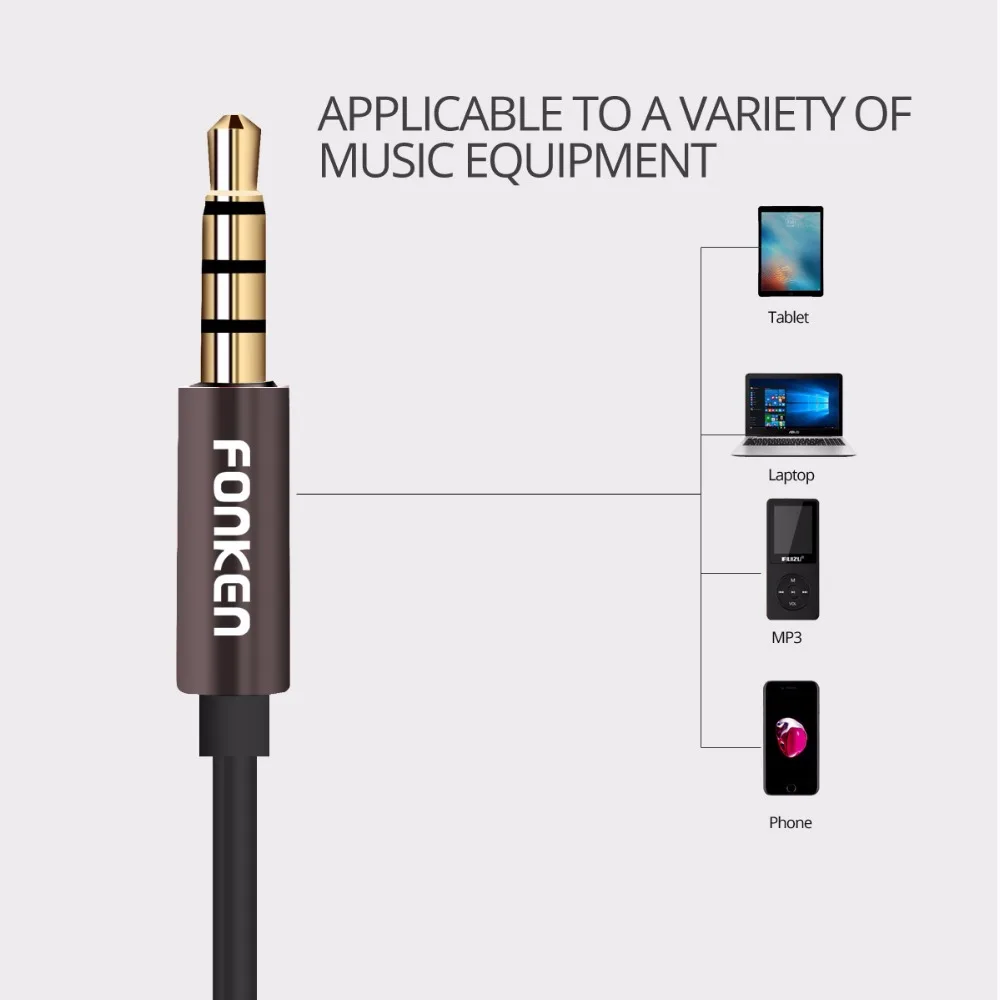 FONKEN наушники 3 5 мм в ухо Проводные металлические магнитные HiFi стерео Спортивная