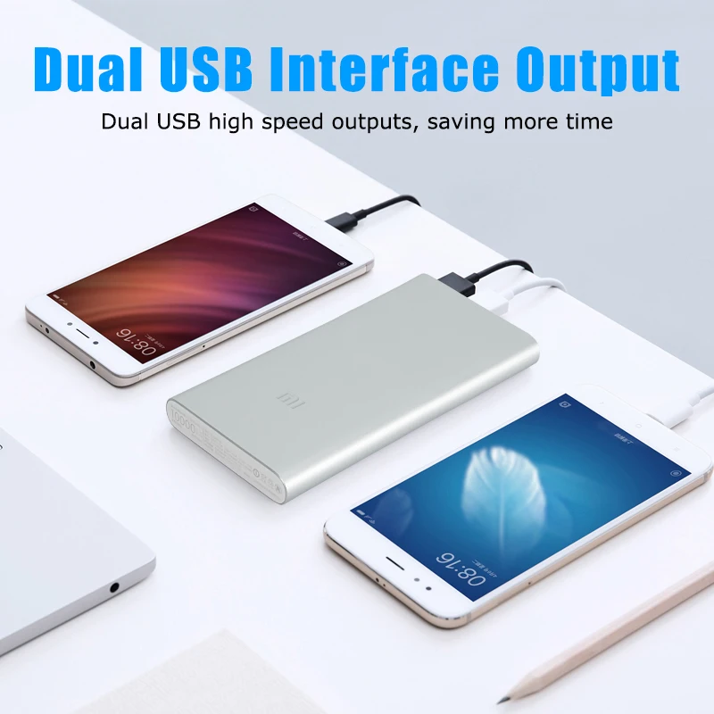 Оригинальный xiaomi power bank 2 Mi 10000 мАч Quick Charge литий полимерный внешний аккумулятор