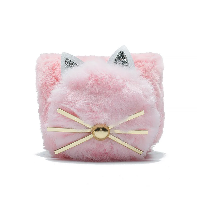 Детский мини кошелек для монет сумочка из искусственного меха с кошкой маленьких