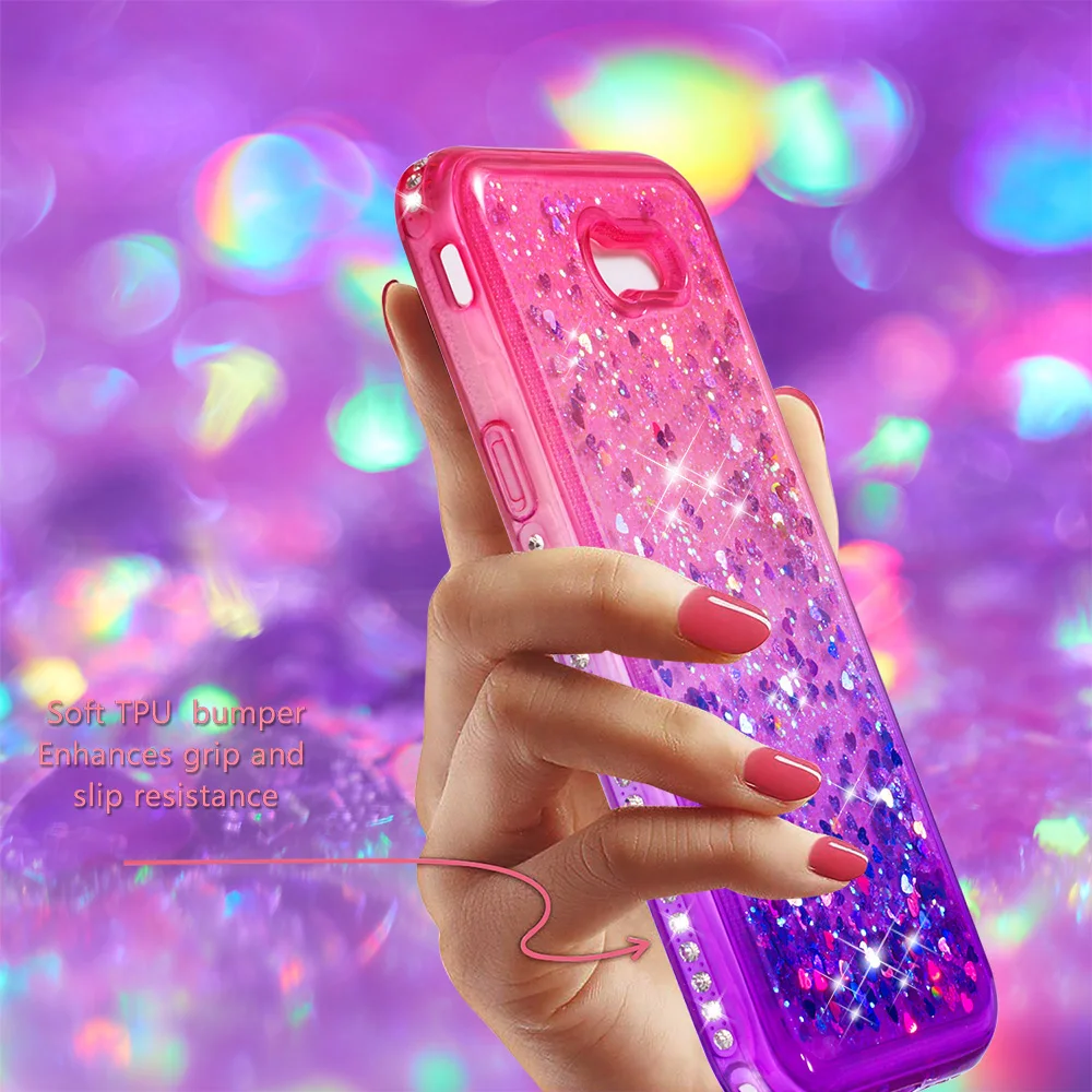 Для Samsung Galaxy Amp Prime 2 Sol J3 Emerge Bling Glitter Back Case симпатичный жидкий зыбучий песок бампер