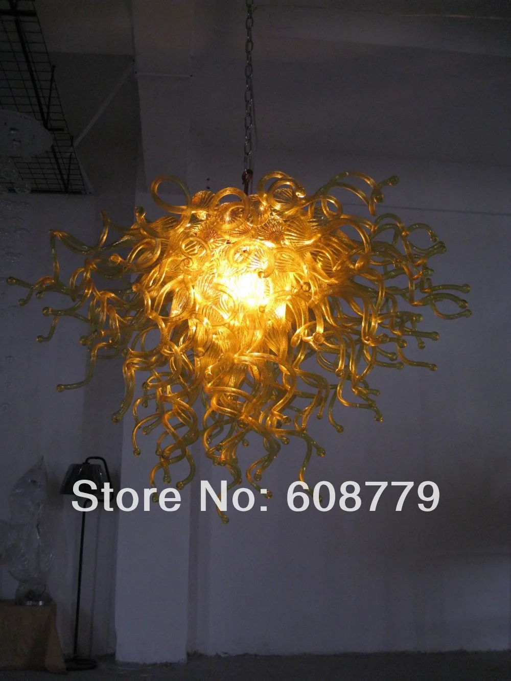 

Interior House Decorative K9 Crystal Amber Chandelier In Yellow