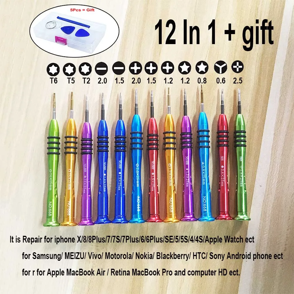 No.668 - 12Pcs Pentalobe Tri-Wing» и «Y0 Y00 Y0.6 крест Филлипс отвертка Набор для iPhone X 7 6 nintendo переключатель Macbook Air/Pro 4/6/12/14 шт - Цвет: No.668 - 12Pcs