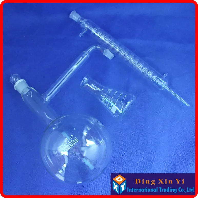 Дистилляционный аппарат 2000 мл с заземляющими стеклянными соединениями блок для