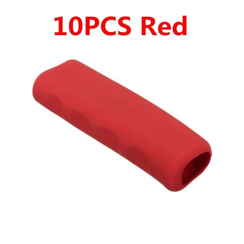 10PCS Red 1-5-10pcs Универсальный силиконовые противоскользящие автомобиль ручной тормоз тормозной рычаг чехол Деталей интерьера украшения Ручные тормоза Капа - Название цвета: 10PCS Red