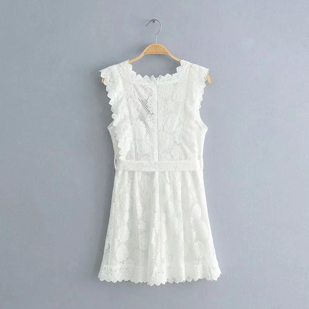 Женское винтажное платье с вышивкой Летнее мини-платье оборками в Корейском