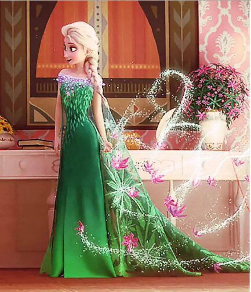 

green elsa dress High quality baby girls costumes snow queen cosplay dresses kids clothes fantasia vestido for children