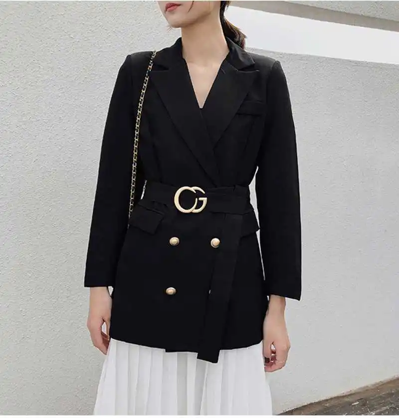 

2019 spring fashion women Two Piece Dress Suits Long Sleeve Jacket Tops + chiffon skirt two-piece suit
