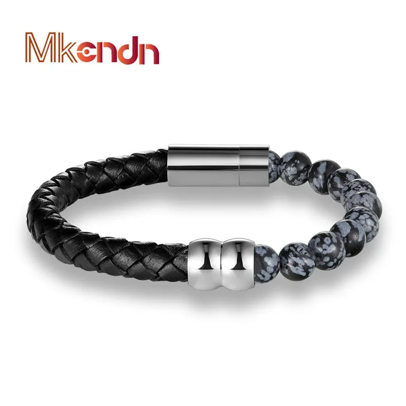 MKENDN модные натуральные бусины из ниток с кожаным браслетом тигровый глаз