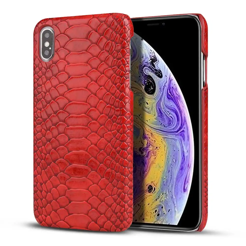 Роскошный кожаный чехол Boucho из змеиной кожи для iphone XS MAX XR X, жесткий пластиковый черный чехол для iphone 6 6s 7 8 plus, полуобернутый чехол