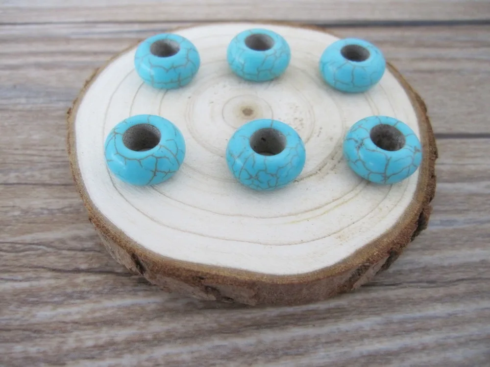 Бирюзовые бусины для дредов волос отверстие 6 мм 10 шт./лот | Красота и здоровье