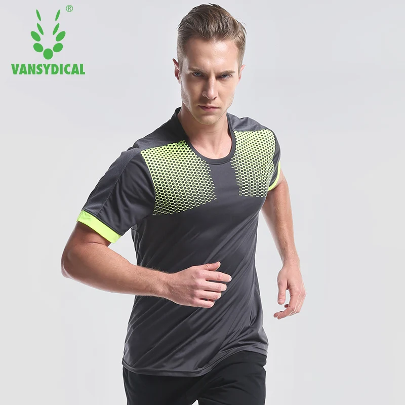 Mens Printed Running рубашка короткий рукав Футбол Джерси Топы быстросохнущая Фитнес бег