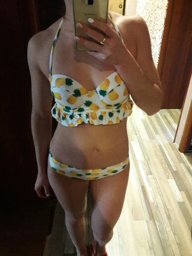 PINK WIND Tropical Yellow Pineapple Brazilian Bikini Set Bathing Suit Push Up Halter Bikinis Women Bandeau Swimwear Swimsuit | Женская