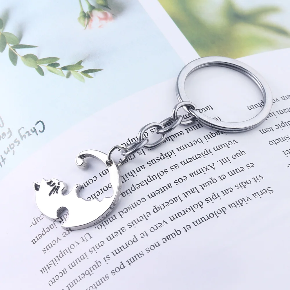 Пара парных брелоков ювелирные изделия черный белый милый кот Животные Подвески