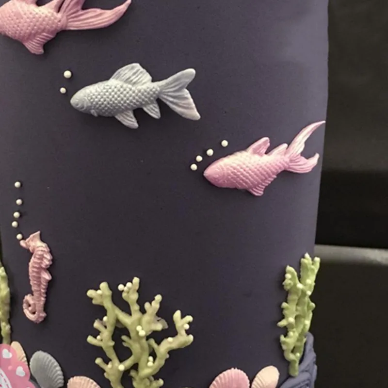 Морские водоросли коралловые рыбки рельеф Fondant (сахарная) наконечник для