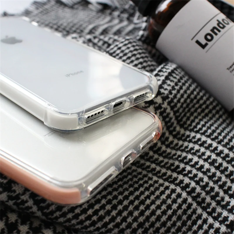 Модный противоударный чехол для iPhone X XR XS Max прозрачный мягкий TPU 6 6s 7 8 plus защитный |