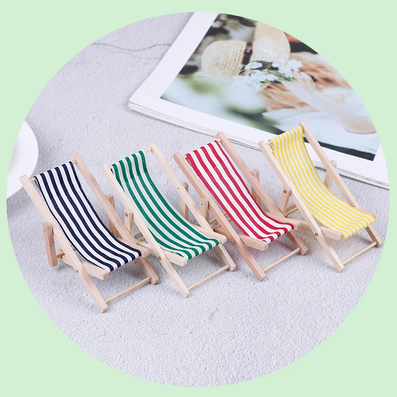 

2pcs 1:12 Scale Beach Sunbathing Chair Dollhouse Miniature Toy