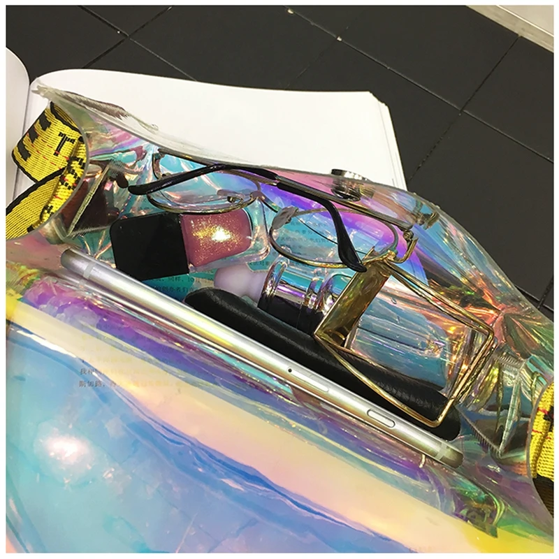 2018 Fashion Chic Jelly Crossbody Bags Colorful Laser PVC Small Strap Bag Rainbow Colour Messenger Girls Transparent Bolsas | Багаж и