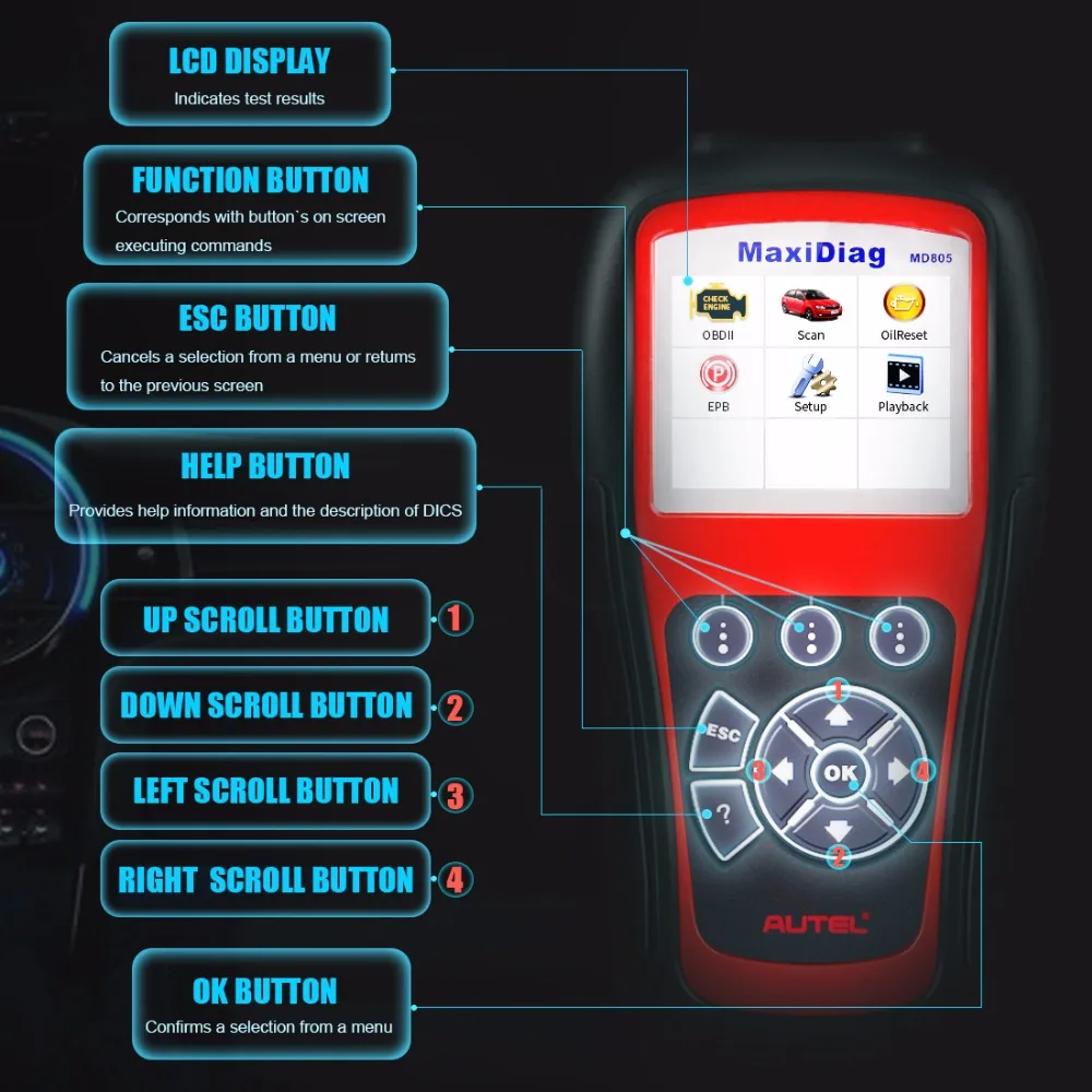 Autel MD805 MaxiDiag Elite автомобиля инструменту диагностики OBD2 автомобильной сканер OBD 2