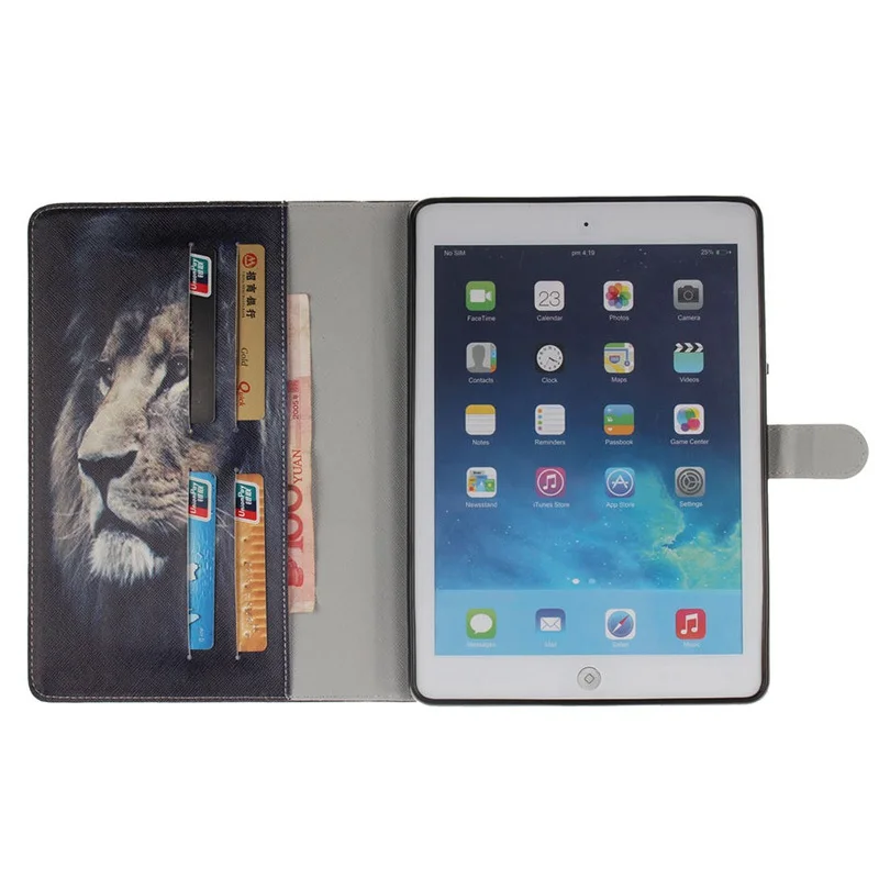 Модный силиконовый кожаный чехол книжка С Рисунком Тигра совы для девочек iPad Air