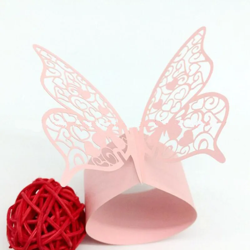 100PCS Butterfly Shape Wedding Napkin Ring Holder Pearl Paper Serviette Buckle Rond De Mariage Table Decoration | Дом и сад