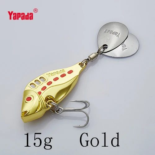 YAPADA VIB 305 Six Point 10 г/15 г/20 г/25 г тройной крючок+ вращающиеся блестки 40 мм/46 мм/50 мм/53 мм Металлические разноцветные рыболовные приманки VIB - Цвет: Gold 15g