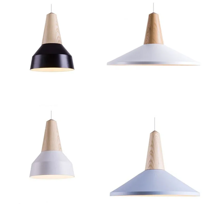 Creative Industrial Wind Iron Hanging Light Nordic Minimalist Macaron Multicolor Solid Wood E27 Pendant Lamp For Study Office | Лампы и