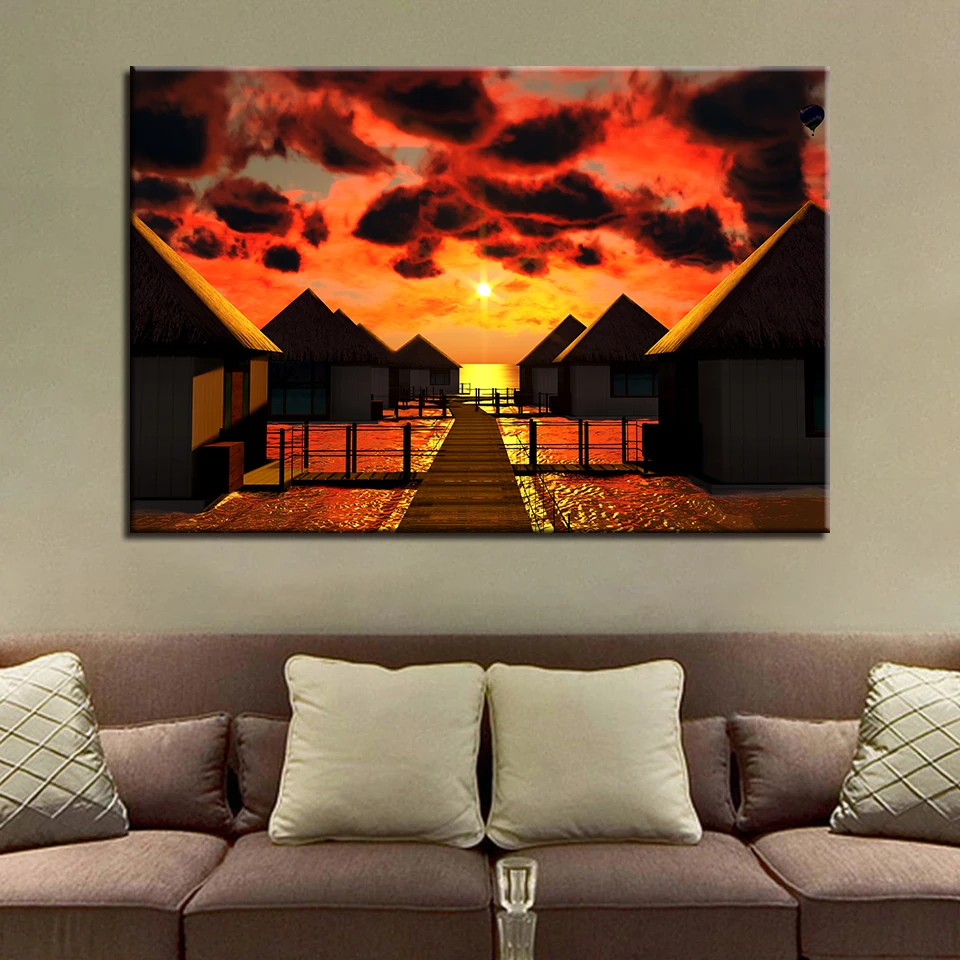Рамка для домашнего декора настенные картины гостиной 1 панель дом закат пейзаж