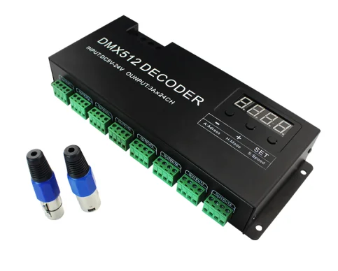 24 канала 3A/CH светодиодный DMX512 декодер DC5 24V контроллер Диммер DMX сигнальный