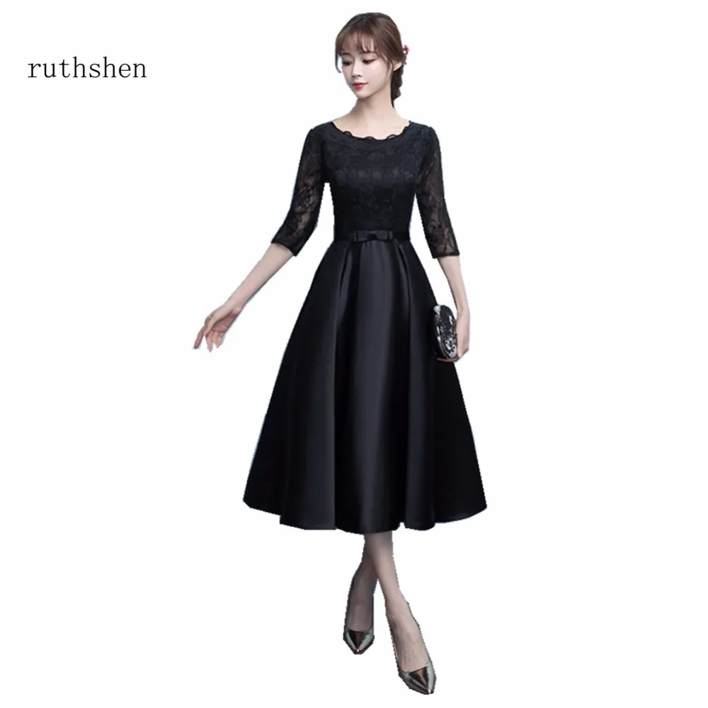 Ruthshen, Короткие коктейльные платья до колена, короткие рукава, кружевные черные вечерние платья для женщин, Платья для особых случаев, Vestidos Coctel