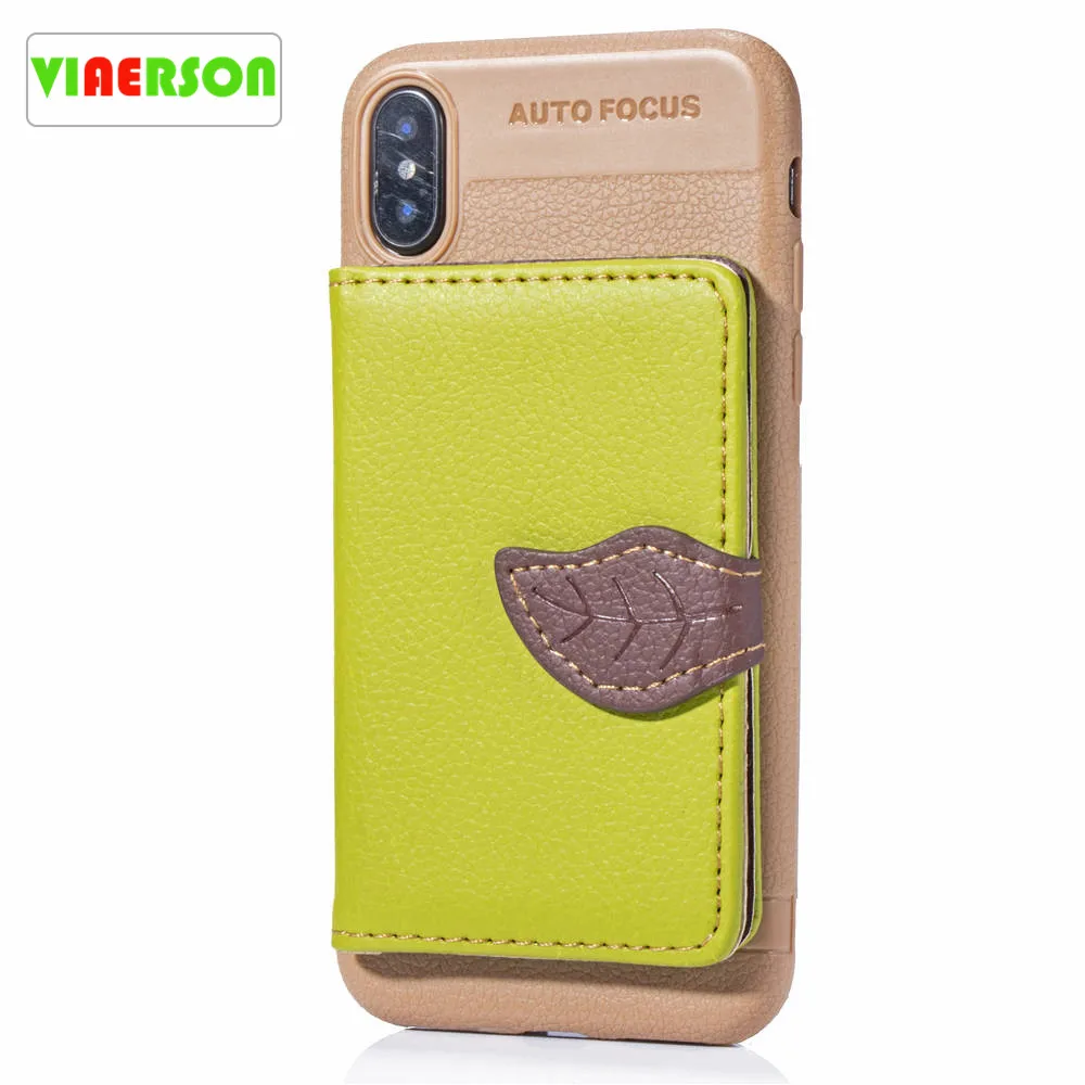 Чехол Кошелек VIAERSON с листочками для iPhone 7 8 plus аксессуар мобильного телефона чехол