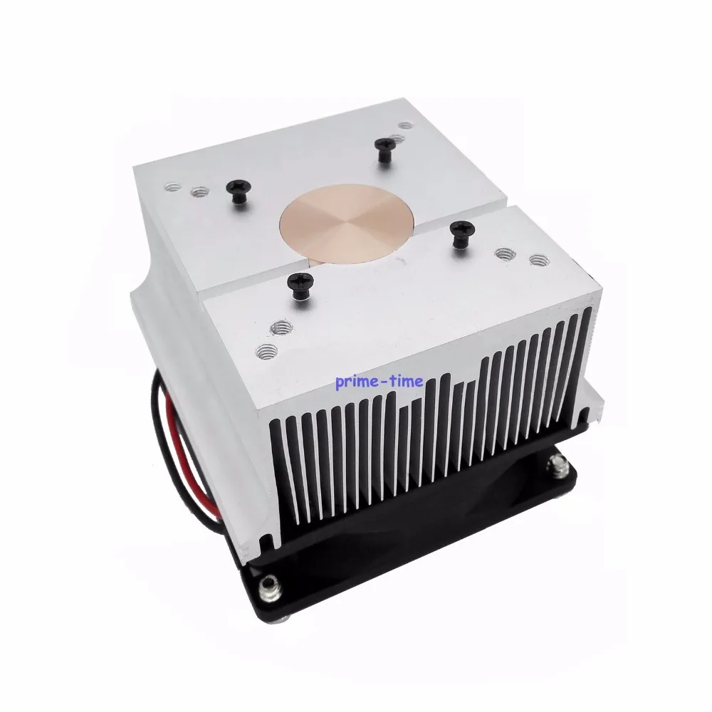 Система охлаждения для светодиодов LED 20-100W из алюминиевого радиатора с вентилятором + линза-отражатель 44 мм с кронштейном 60-80 градусов.