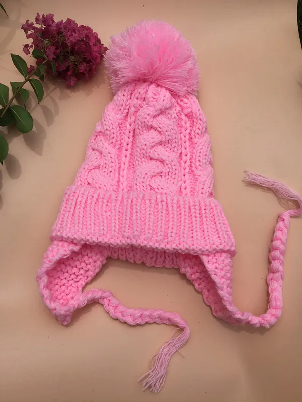 

Winter Baby Earflap Girl Boy Peach Children Hat Knit Hat Cold Cap Warm BABY WINTER HAT baby cap Twist braid wool cap