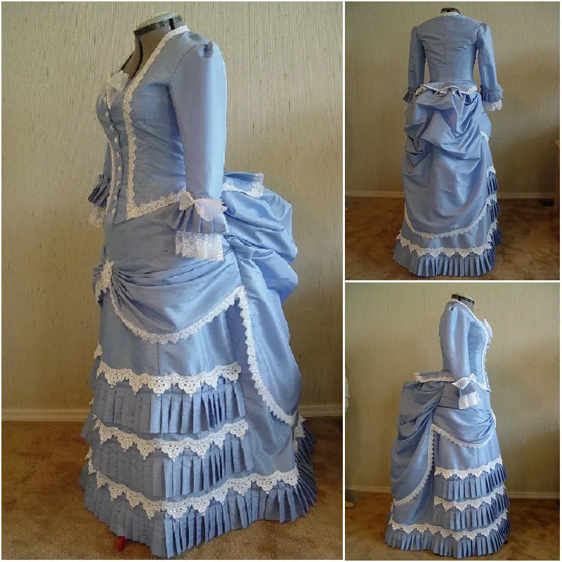 

History!Customer-made Victorian dress 1860s Civil war Dress Scarlett Theater Costume Halloween Renaissance Dress V-556