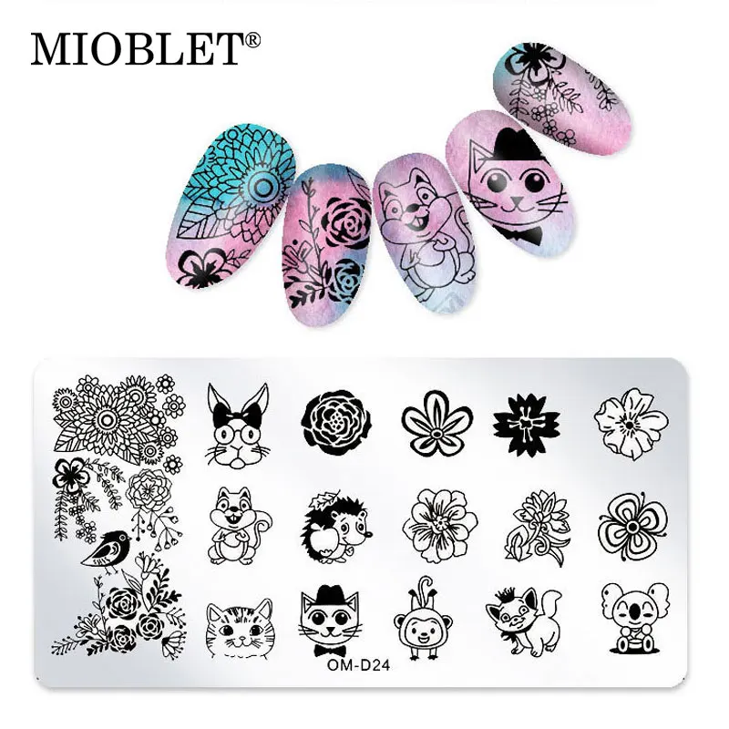 

Новинка, 1 шт., штампованные пластины для ногтей, кружевной цветок, милый животный узор, стальная штамповка для ногтей, шаблон для штамповки, ...