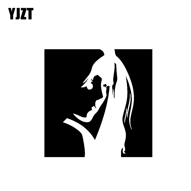 

YJZT 14.7CM*14.7CM WOMANS FACE VINYL DECAL CAR STICKER Black/Silver C3-0415